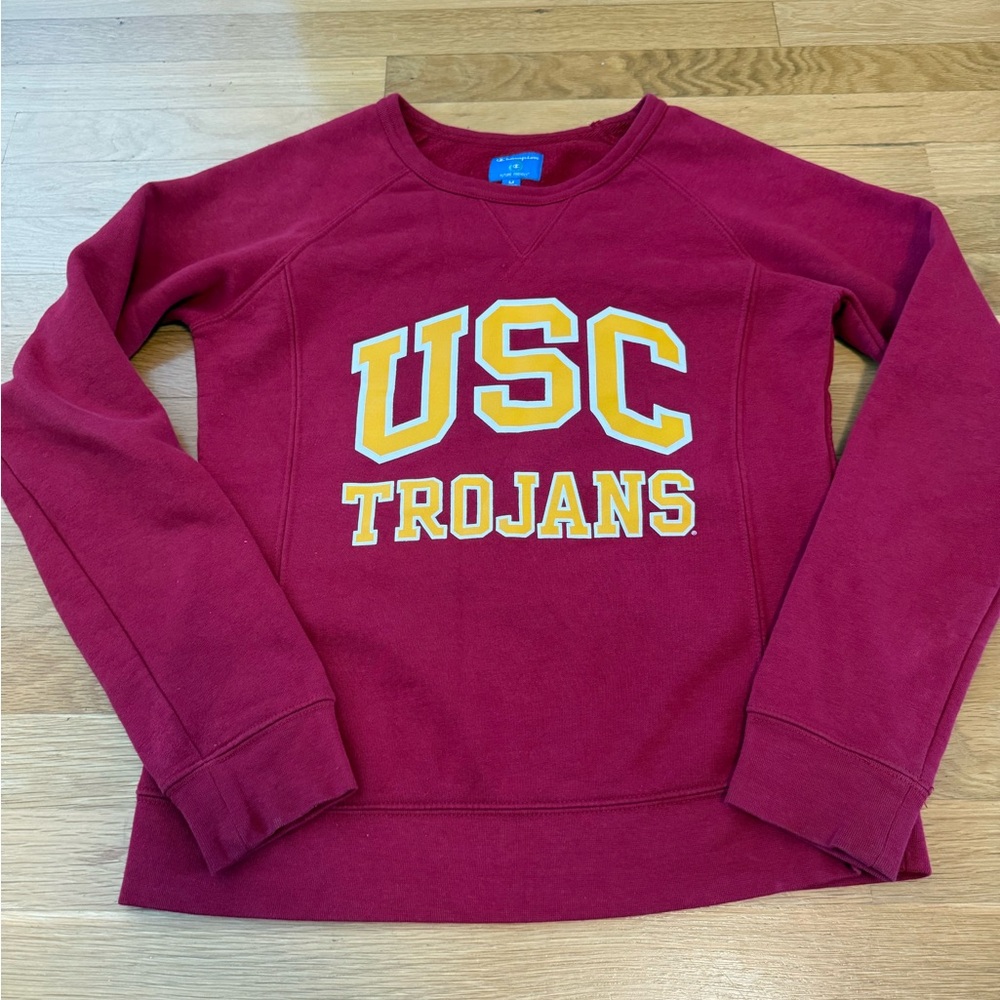 Champion USC Trojans Future Friendly Crewneck Sweatshirt Red/Gold Women's M - Picture 2 of 8